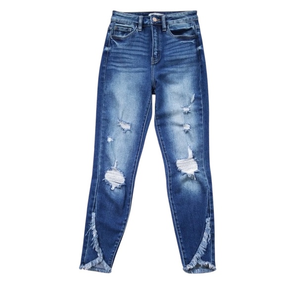 KanCan Kurvy‎ Distressed Ultra High Rise Ankle Skinny Jeans Size 25 - Picture 2 of 13